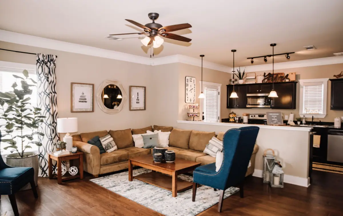 the cottages of college station furnished living room modern blues