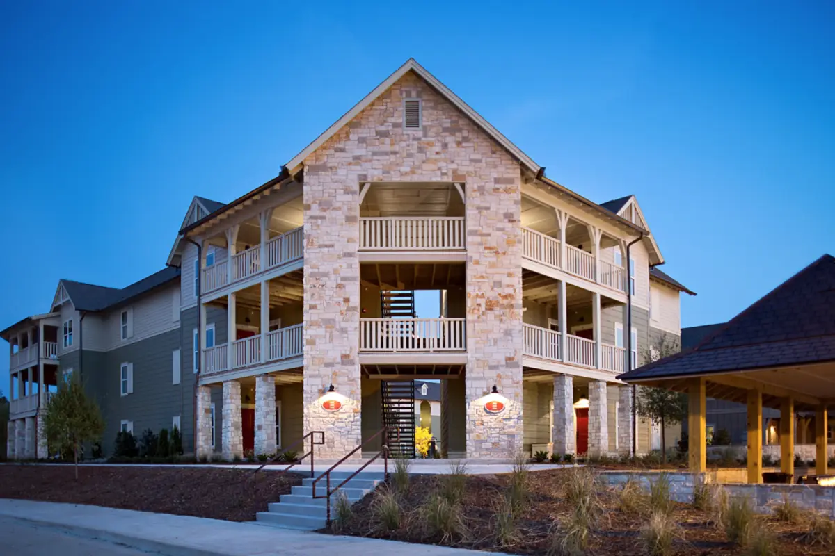 front exterior stairwell the cottages of college station