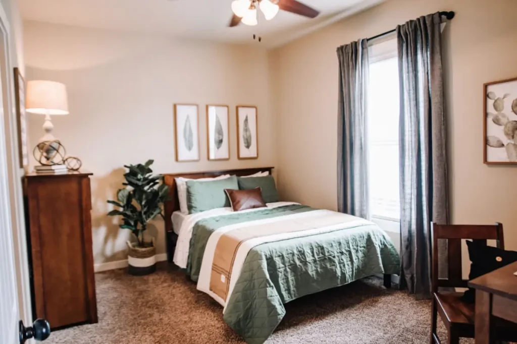 furnished student bedroom the cottages of college station